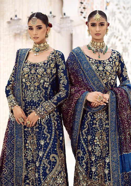 Kareena | Navy Blue Wedding Medium Silk Embellished Gharara