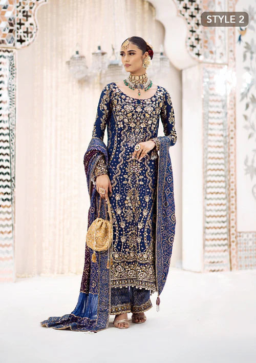 Kareena | Navy Blue Wedding Medium Silk Embellished Gharara