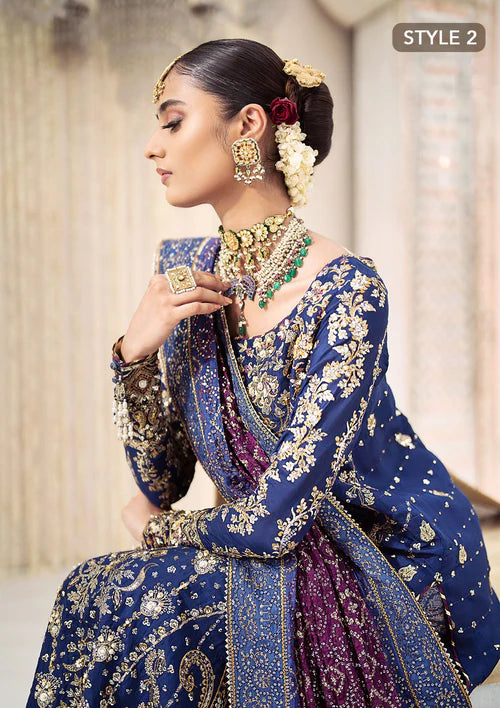 Kareena | Navy Blue Wedding Medium Silk Embellished Gharara