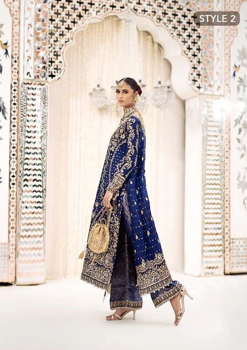 Kareena | Navy Blue Wedding Medium Silk Embellished Gharara