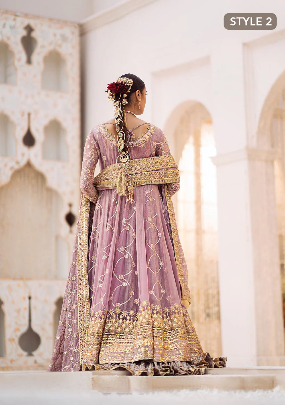 Sabiha | Amethyst Wedding Chiffon Embellished Sharara