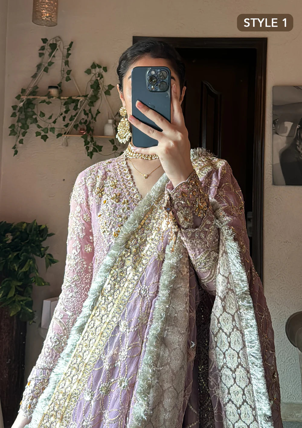 Sabiha | Amethyst Wedding Chiffon Embellished Sharara