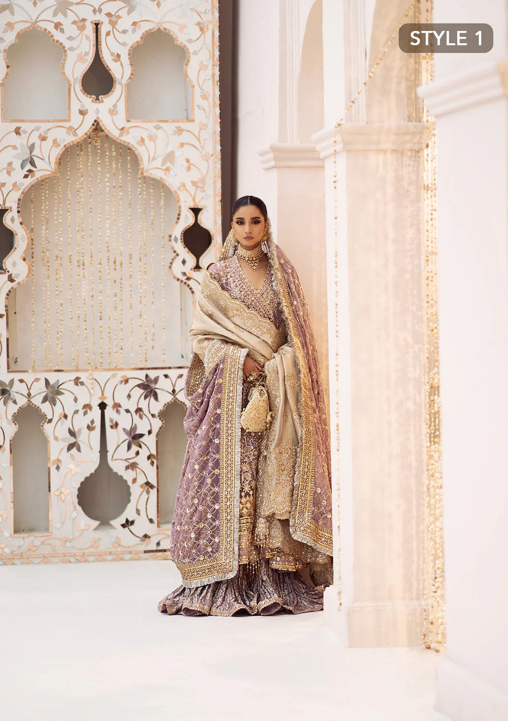 Sabiha | Amethyst Wedding Chiffon Embellished Sharara