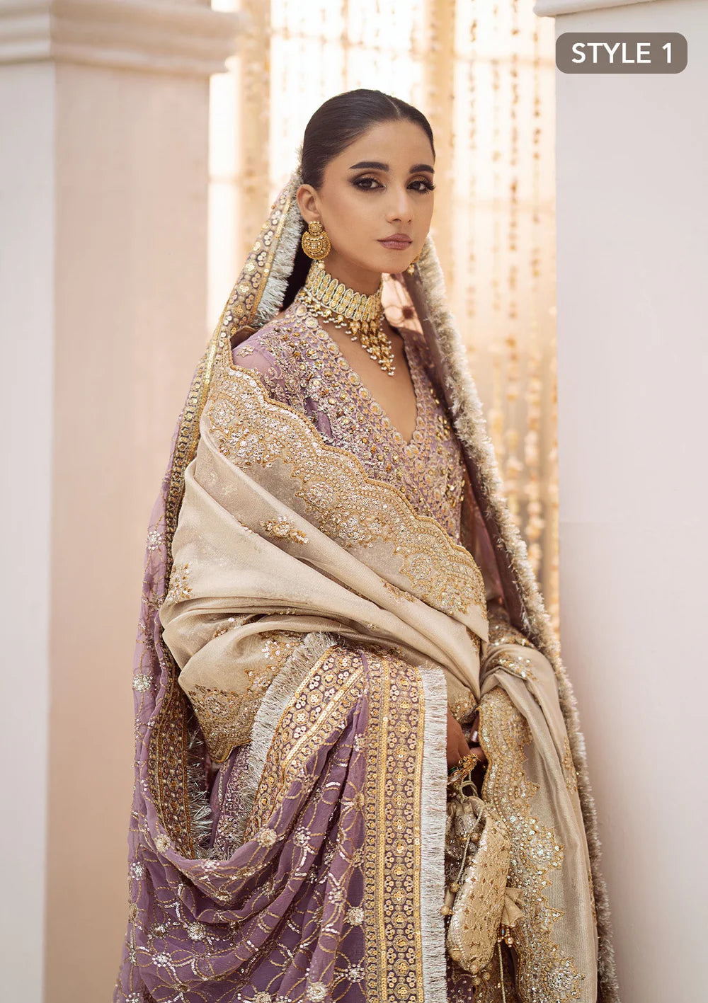 Sabiha | Amethyst Wedding Chiffon Embellished Sharara