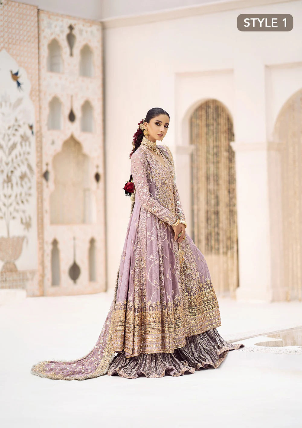 Sabiha | Amethyst Wedding Chiffon Embellished Sharara
