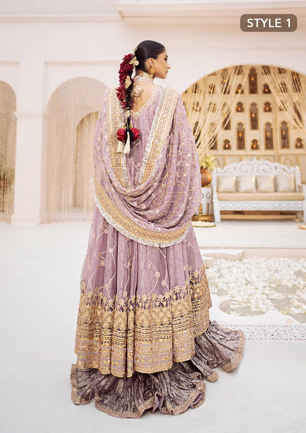 Sabiha | Amethyst Wedding Chiffon Embellished Sharara