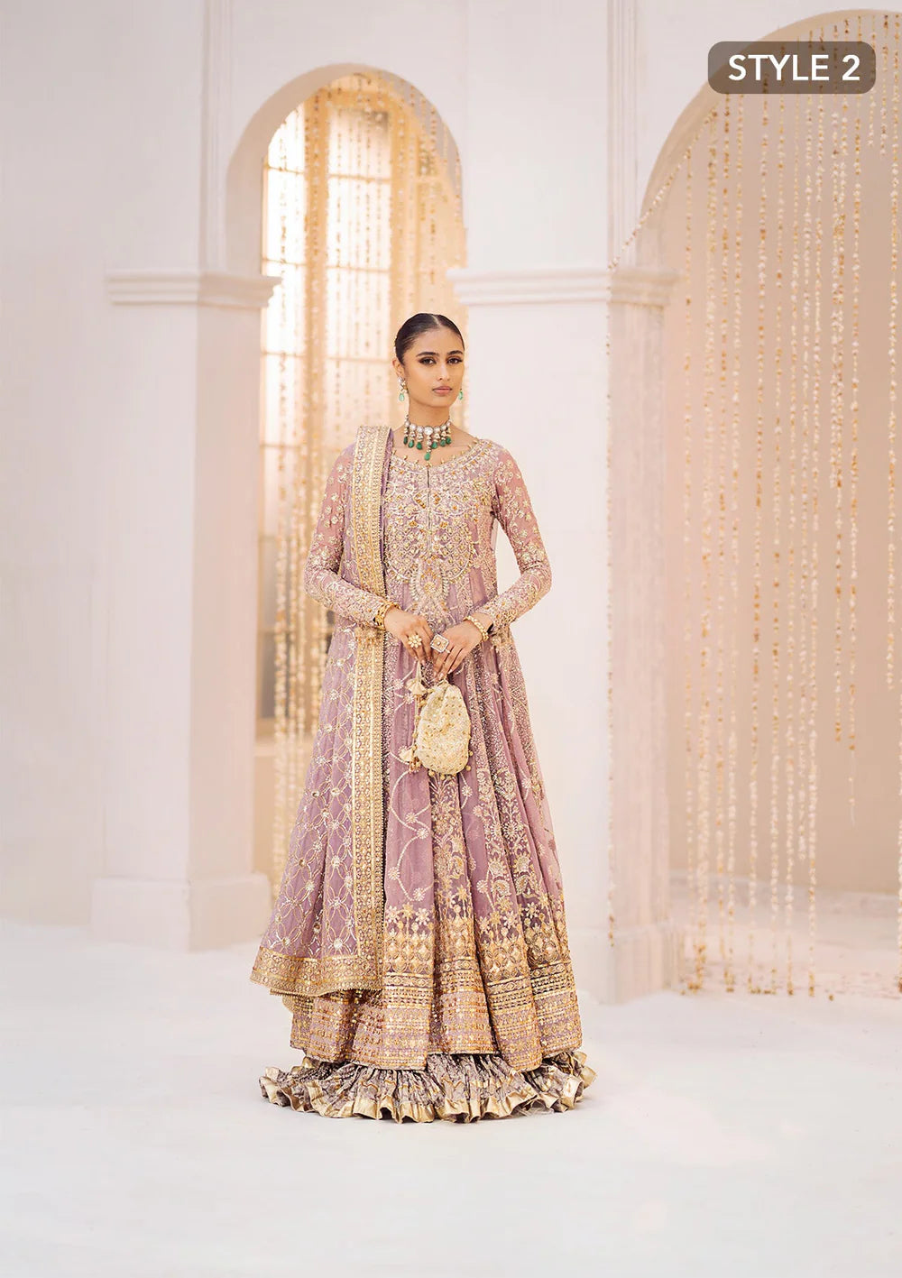 Sabiha | Amethyst Wedding Chiffon Embellished Sharara