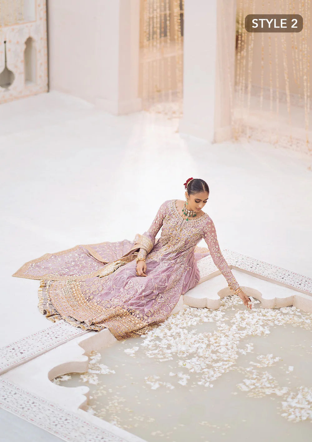Sabiha | Amethyst Wedding Chiffon Embellished Sharara