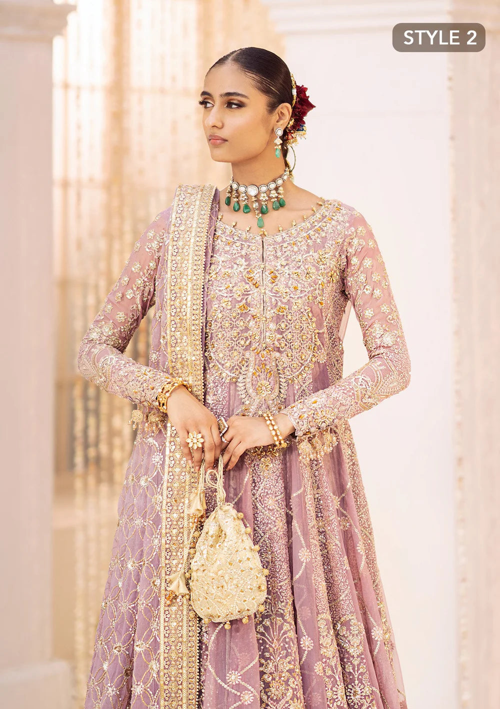 Sabiha | Amethyst Wedding Chiffon Embellished Sharara