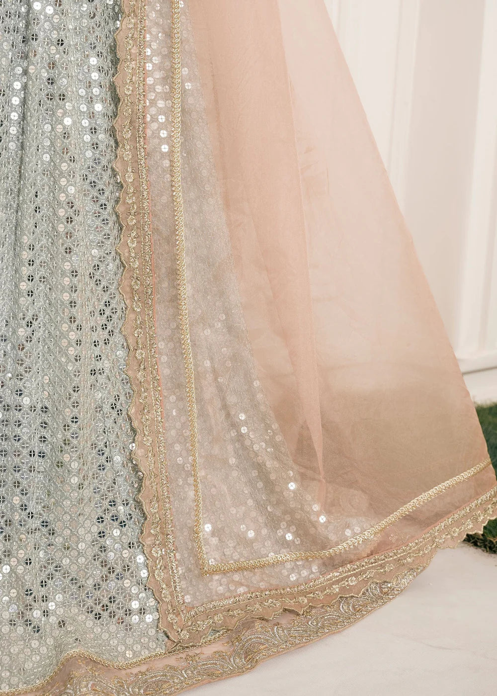 Lamya | Ice Blue Chikenkari Embroidered Pishwas