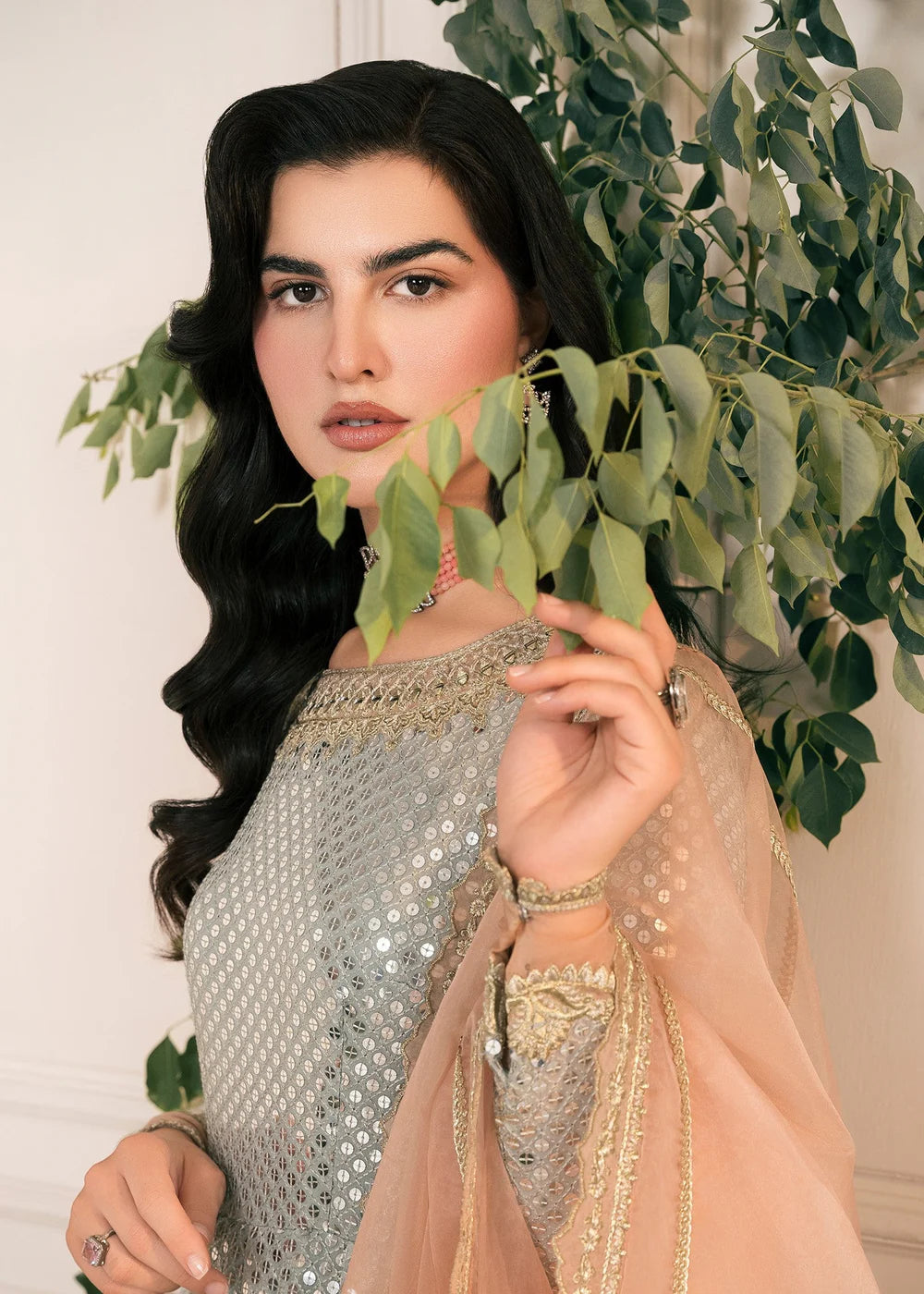 Lamya | Ice Blue Chikenkari Embroidered Pishwas