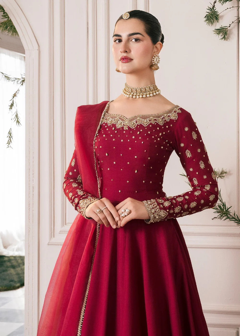 Nora | Red RawSilk Embellished Lehenga