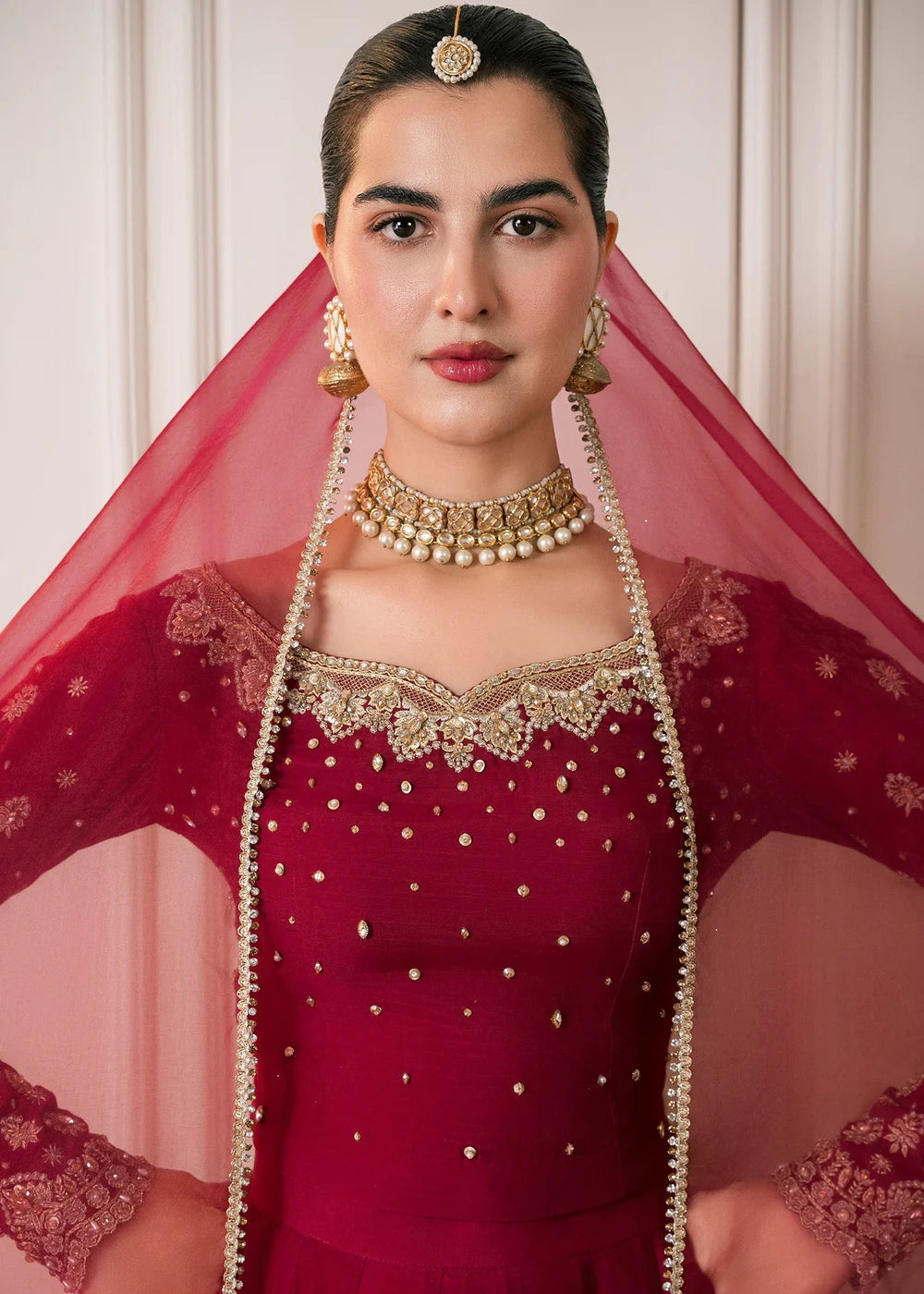 Nora | Red RawSilk Embellished Lehenga