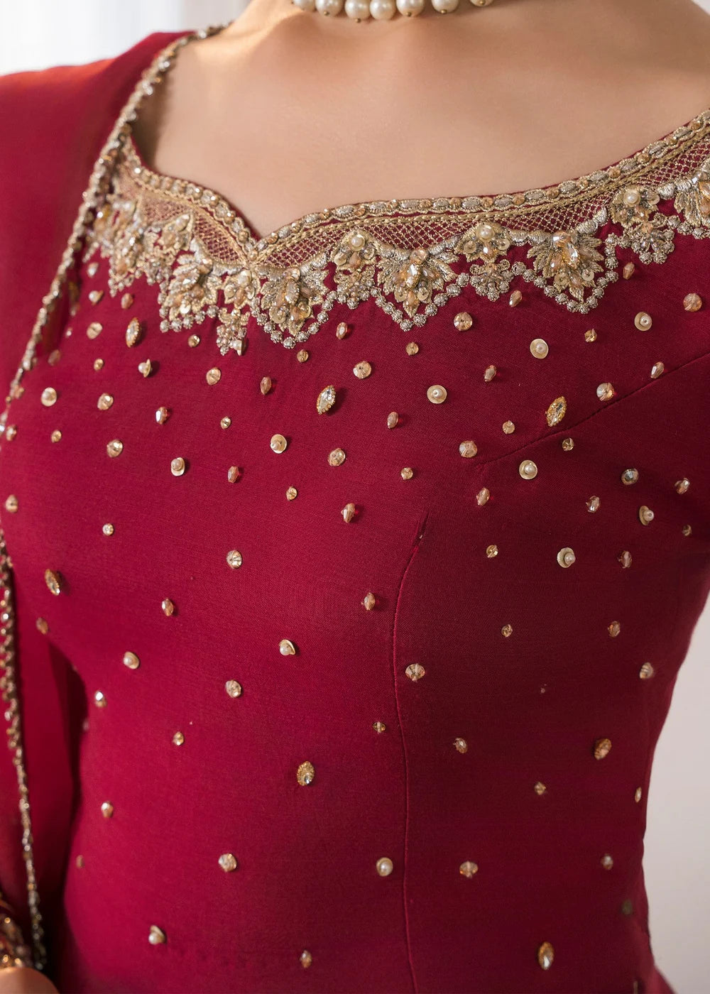 Nora | Red RawSilk Embellished Lehenga