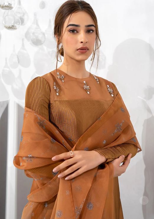 Sarina | Gold Pleated Silk Dress