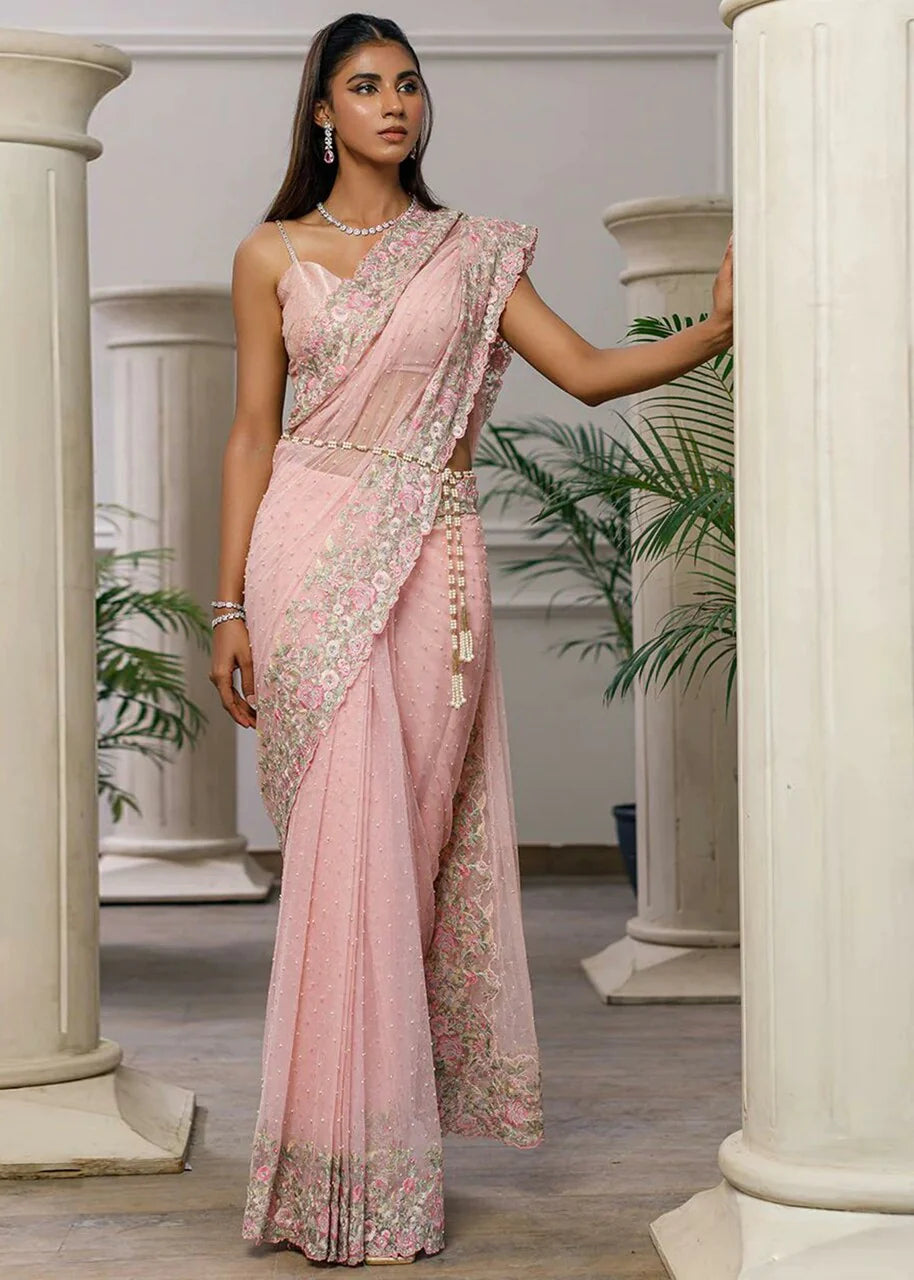 Nora | Embroidered Net Saree