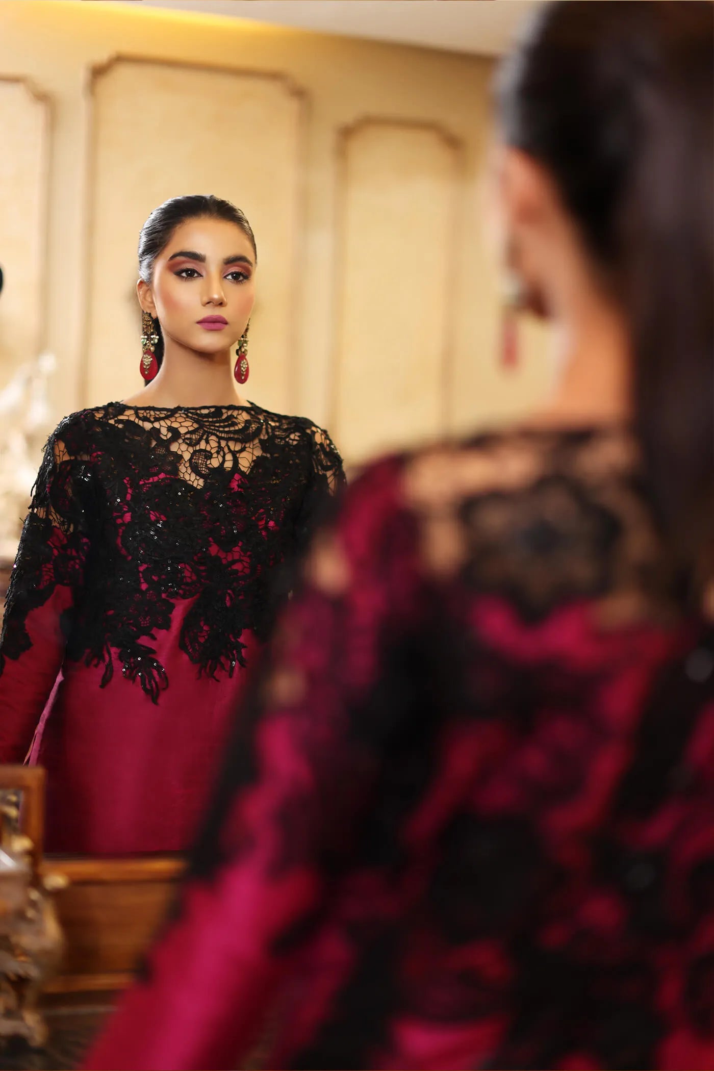 Ria | Magenta Indian Raw Silk Embroidered Suit