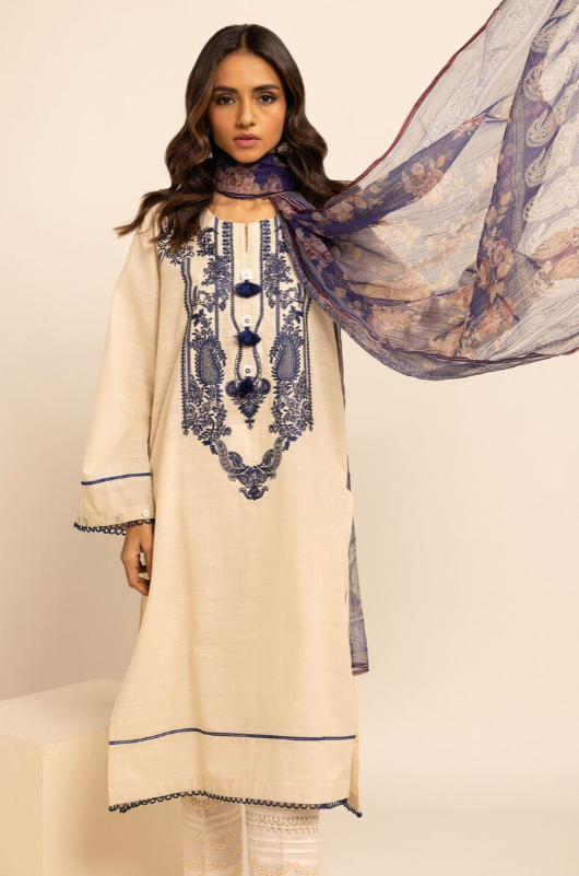 2 Piece | Embroidered Cotton Kurta Set