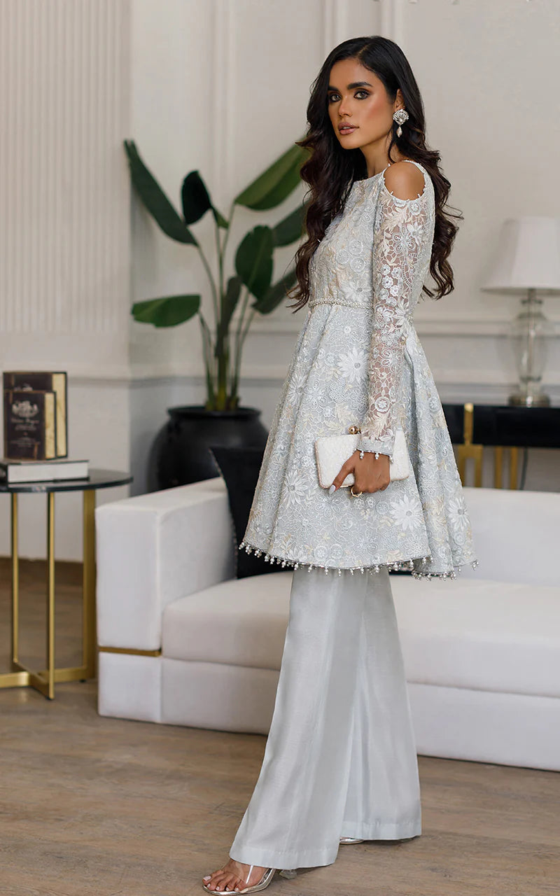 Mohini | Organza Embroidered Peplum Dress