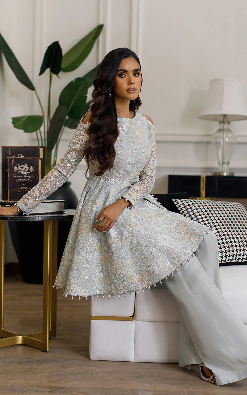 Mohini | Organza Embroidered Peplum Dress