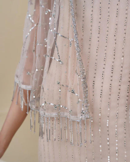 Petra | Beige 3 Piece Chiffon Gown