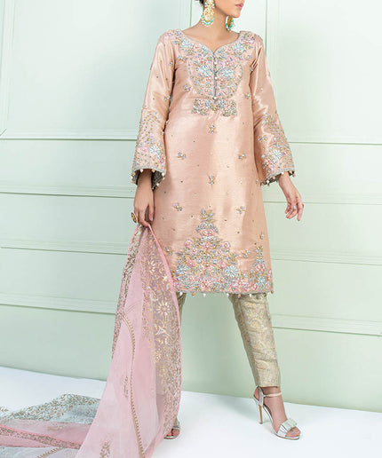 AYRA | Peach Masuri Embroidered Embellished Suit