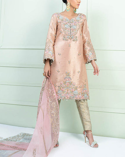 AYRA | Peach Masuri Embroidered Embellished Suit