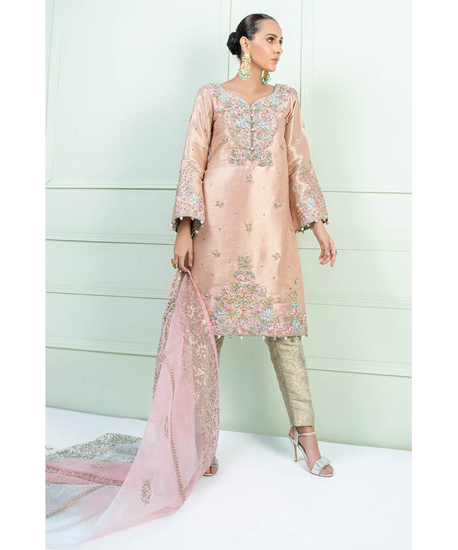 AYRA | Peach Masuri Embroidered Embellished Suit