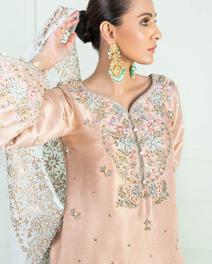 AYRA | Peach Masuri Embroidered Embellished Suit