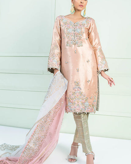 AYRA | Peach Masuri Embroidered Embellished Suit