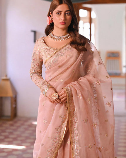 Qalamkar | Gotta Embroidered Saree with lace
