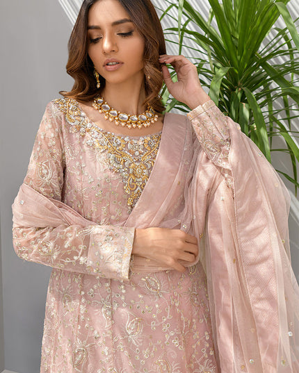 Daisy Pink | Pink Organza Embellished Sharara