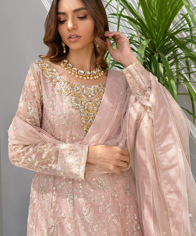 Daisy Pink | Pink Organza Embellished Sharara