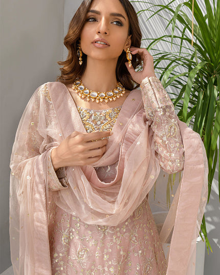 Daisy Pink | Pink Organza Embellished Sharara