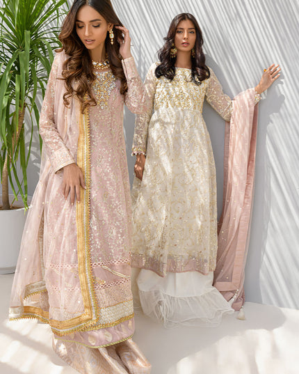 Daisy Pink | Pink Organza Embellished Sharara