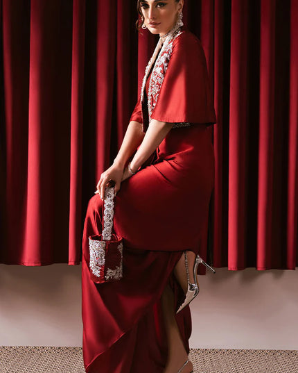 Rose | Festive Wear Silk Embellished Jacket Dress