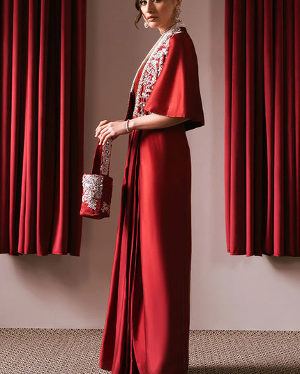 Rose | Festive Wear Silk Embellished Jacket Dress