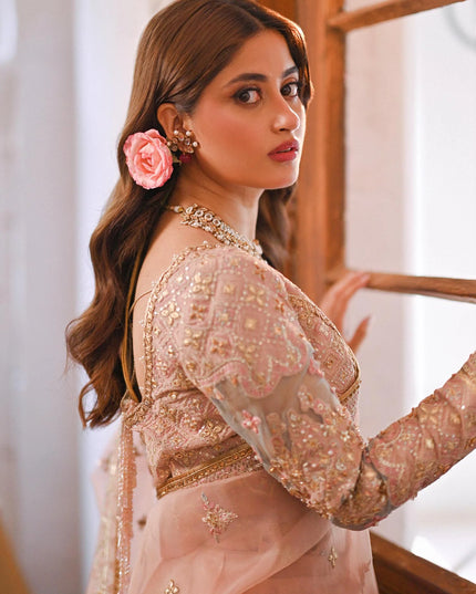 Qalamkar | Gotta Embroidered Saree with lace