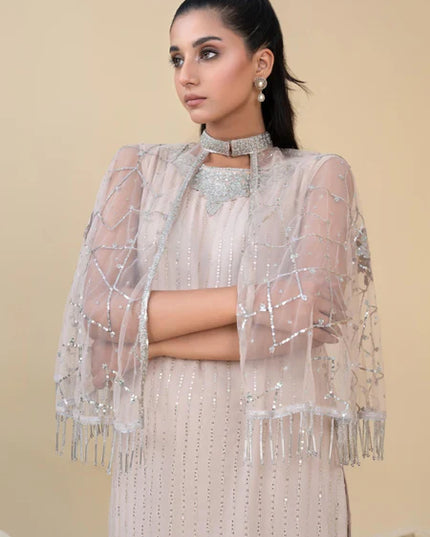 Petra | Beige 3 Piece Chiffon Gown