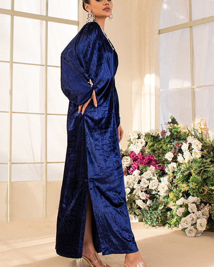 Lazuli | Blue Velvet Embellished Kaftan