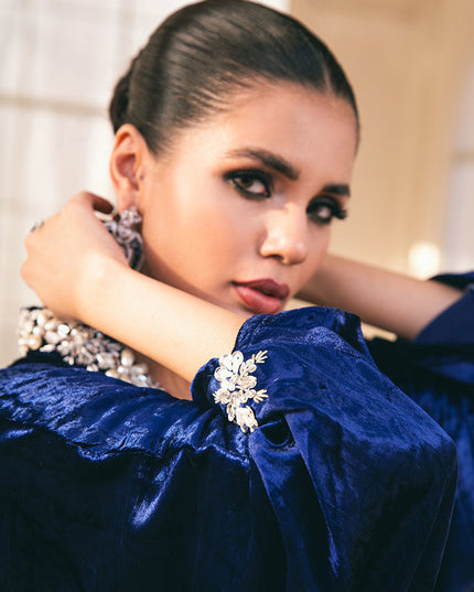 Lazuli | Blue Velvet Embellished Kaftan