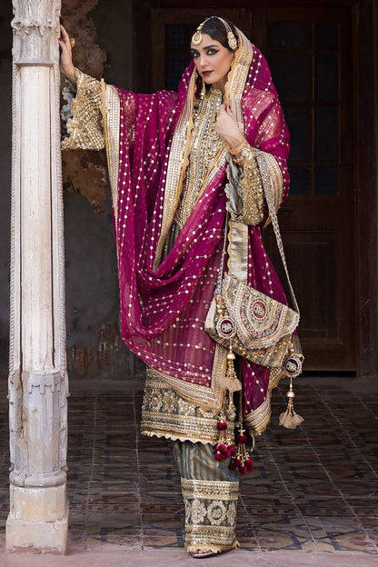 Mohsin Naveed Ranjha | Green Pink Hand Embellished Dress