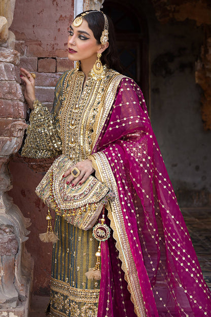 Mohsin Naveed Ranjha | Green Pink Hand Embellished Dress