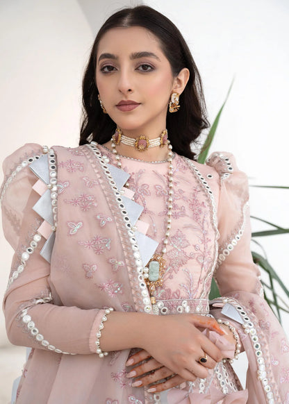 Pink Rosette | Embroidered Mirror Work Lehenga