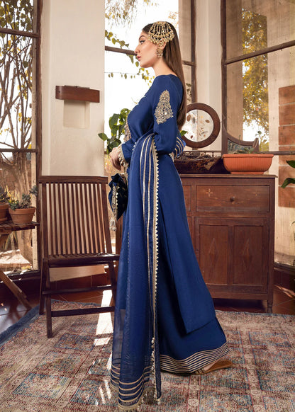 Sonia | Blue Khaddi Silk Embroidered Suit