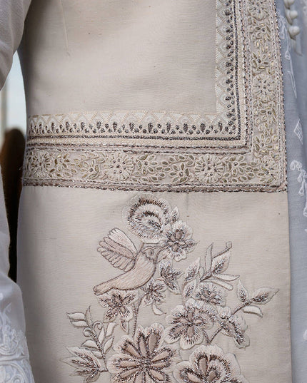 Qamar | Luxury Karandi White Kurta Set