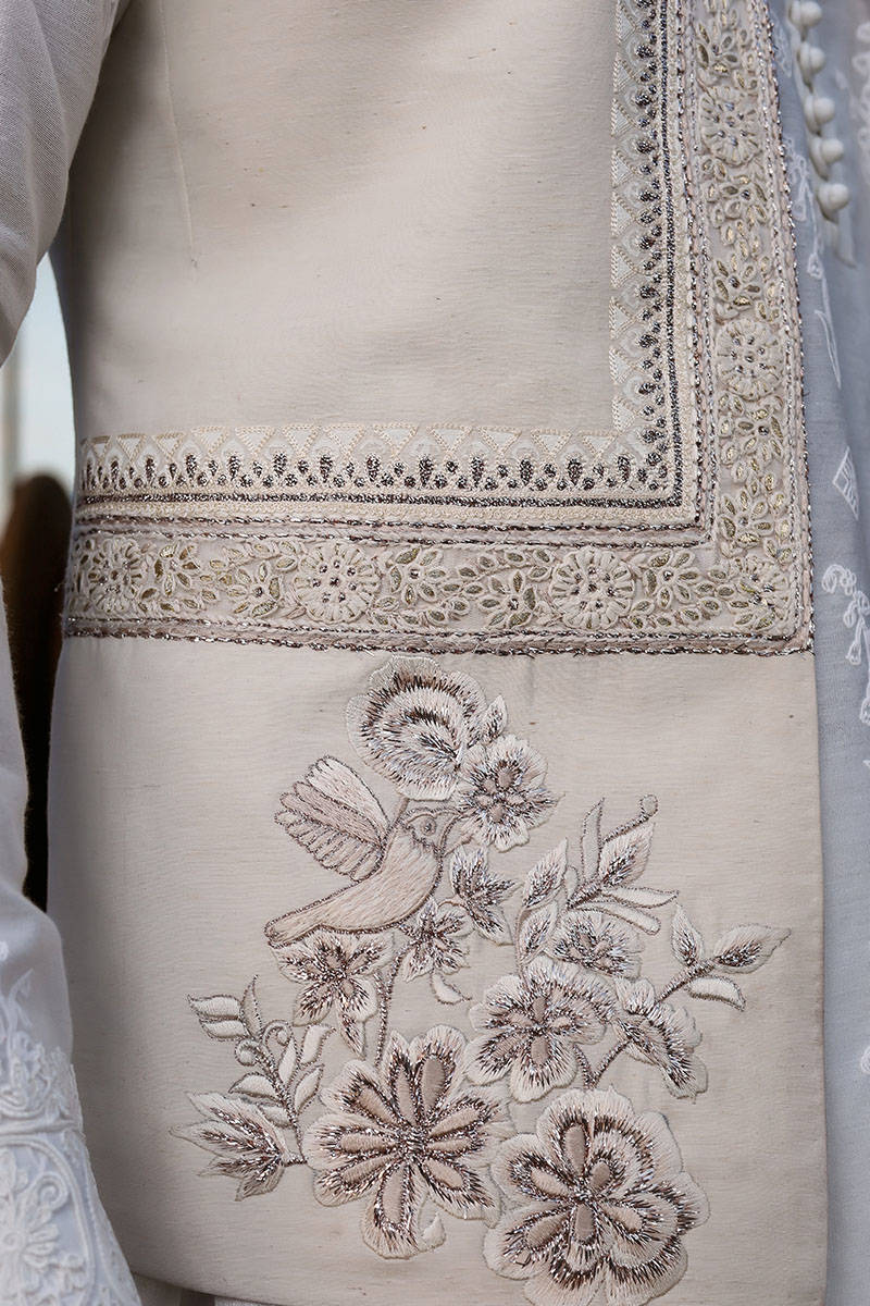 Qamar | Luxury Karandi White Kurta Set