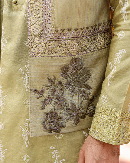 Roshan | Luxury Karandi Lime Kurta Set