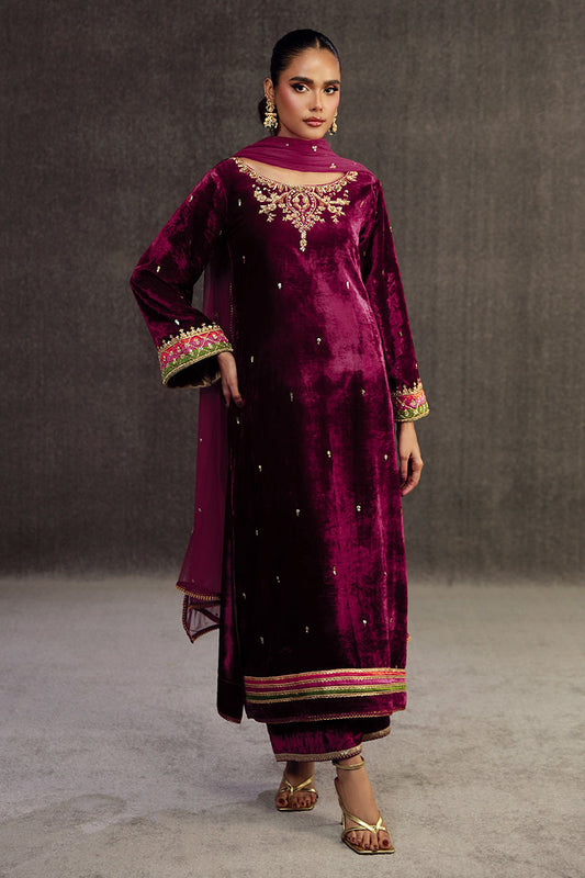 PARIZA | Rasberry Pink Velvet Embellished Suit