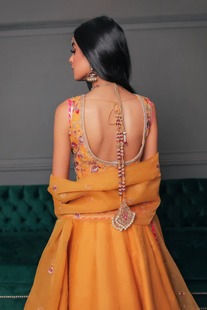 Sanni | Mustrard Pure Organza Hand Embellished Lehenga